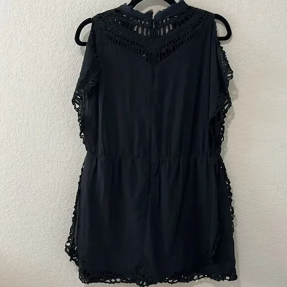 IRO Caity Embroidered Mini Dress, Black/Navy, Size 8 (40)